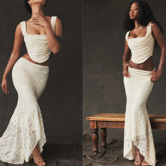 House of CB Dresses & Skirts - HOUSE OF CB 'Therese' Vintage Cream Lace Maxi Skirt NWT